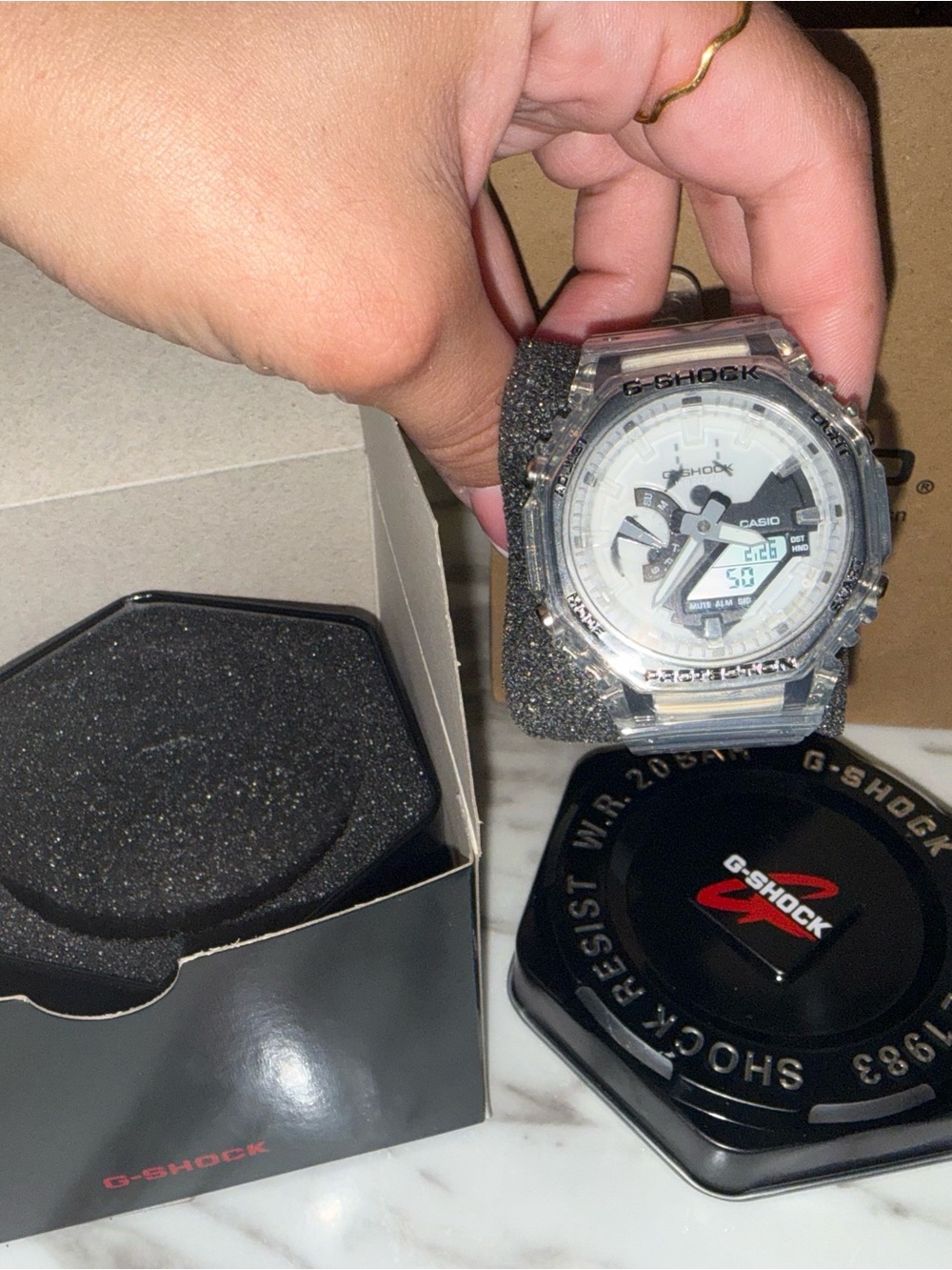 Casio G-Shock Clear Resin Watch with White Dial